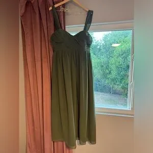 olive green maternity bridesmaid dress Pinkblush Olive Pleated Maternity Halter Dress Medium